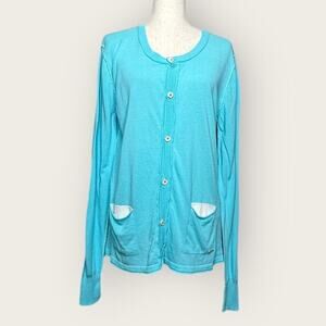 NWT | Gaudi | Long Sleeve Button Cardigan | Blue/White | Large